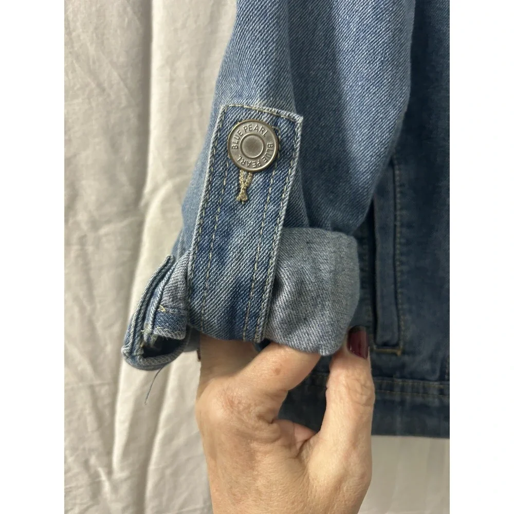 Blue Pearl Kids Denim Trucker Jacket Medium Wash Blue Cotton‎ Rayon Size 2XL